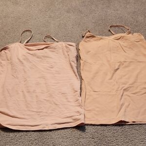 One pink and one tan cami, both Size M